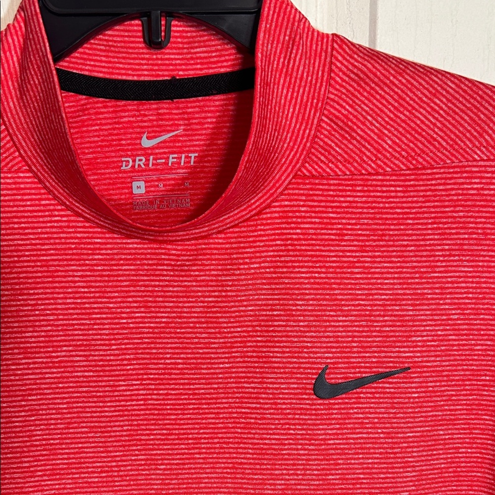 Nike - Tiger Woods Collection - Men’s Dri-Fit Tee - Red Small Stripes -Medium